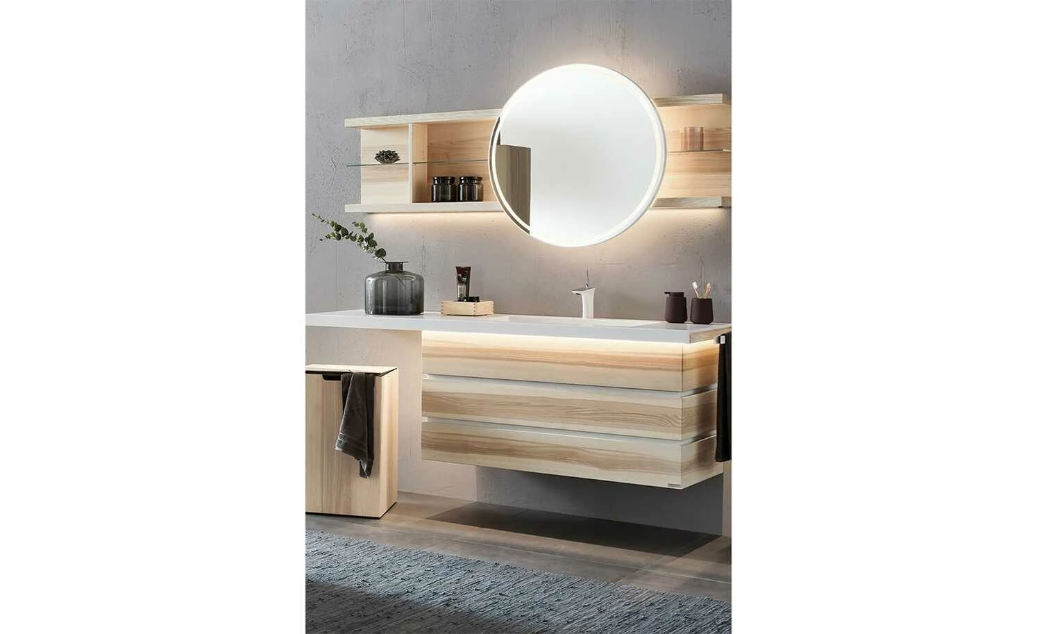 Hängeregal mit Rundspiegel Fresh 1 Hängeregal mit Rundspiegel Fresh