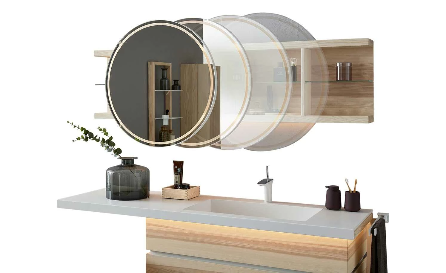 Hängeregal mit Rundspiegel Fresh 2 Hängeregal mit Rundspiegel Fresh – Bild 2