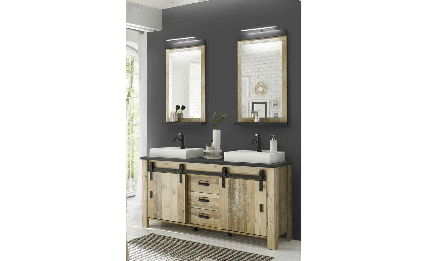 Spiegel mit Beleuchtung Sintra | Old Style hell (Nachbildung) / Anthrazit 2 Spiegel mit Beleuchtung Sintra | Old Style hell (Nachbildung) / Anthrazit – Bild 2